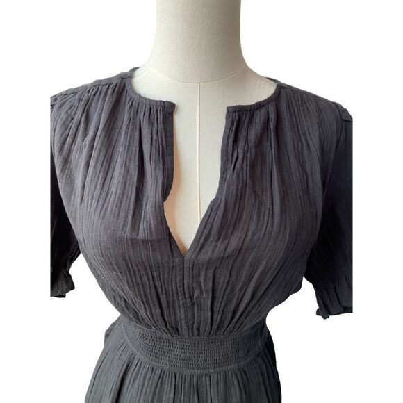 ME+EM CHEESECLOTH cut out belt  DETAIL MAXI DRESS size 2 black NWT - Picture 2 of 9